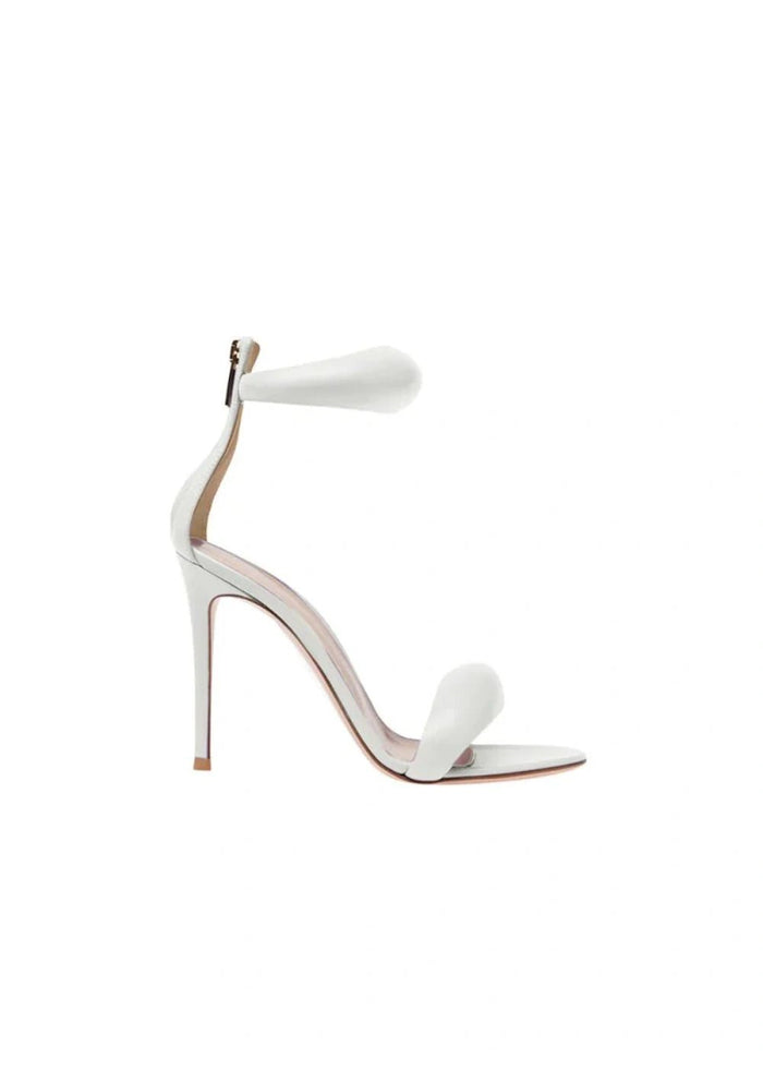 Stylish Black and Gold Leather High Heels & Versatile Gold Sandals Heels with Ankle Strap Open Toe for Every Fashion Moment - White - PromDressClub