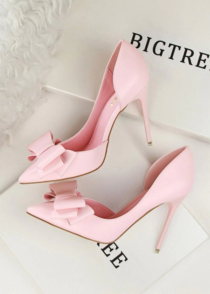 Stylish Light Blue and Pink High Heels Prom Shoes with Bow Detail – Perfect for Every Elegant Occasion! - Pink - PromDressClub