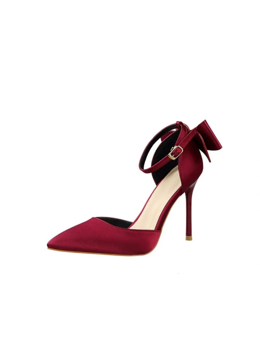 Stylish Pink Satin Prom Heels – Perfect Pointed Toe High Heels for Elegant Occasions - Burgundy - PromDressClub