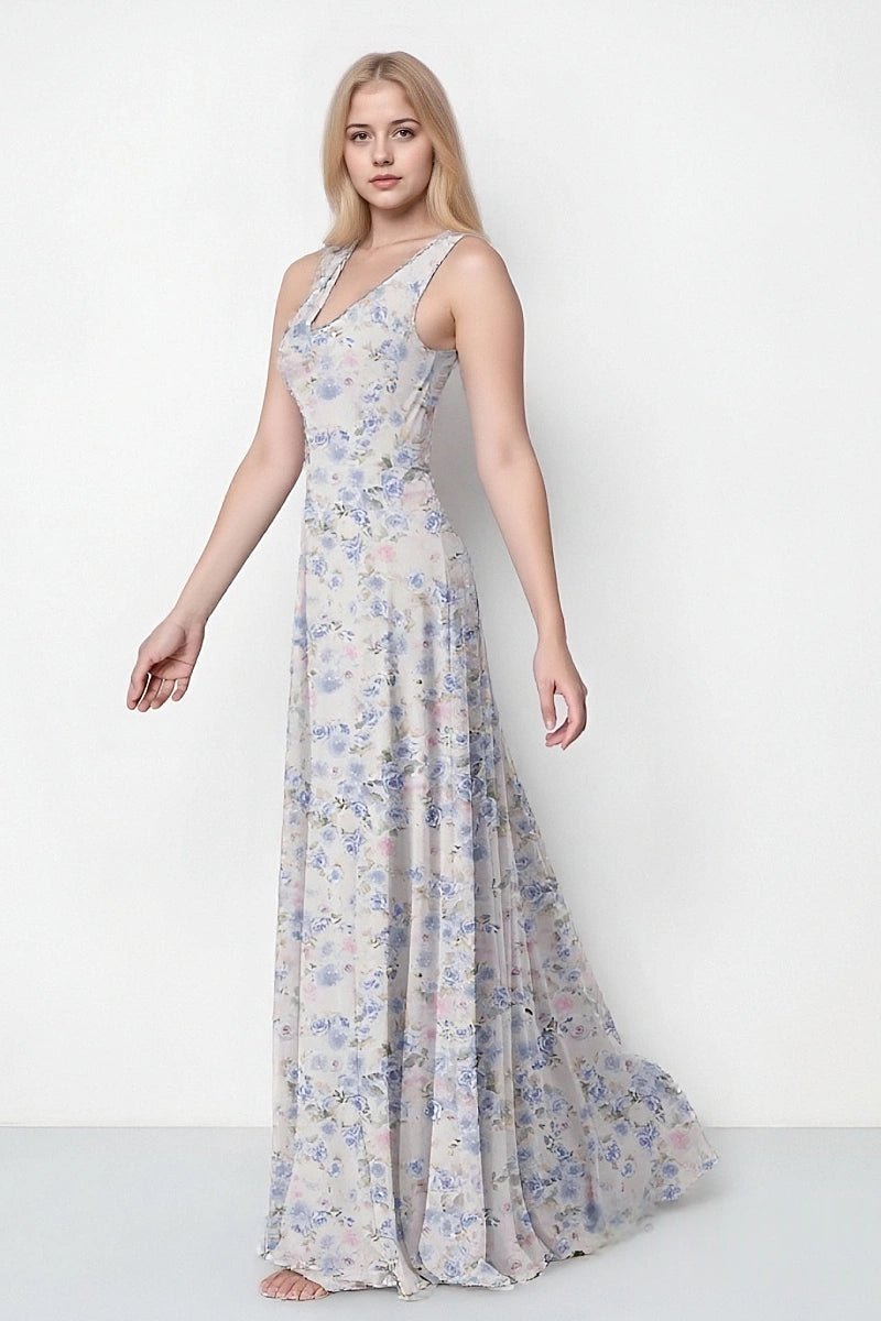 Sweetest Admirer Blue and White Floral Bridesmaid Dress Garden Weddings - Blue Floral - PromDressClub