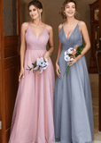 Theresa | A Line Corset Grey Tulle Long Bridesmaid Dress - Grey - PROMDRESS Club