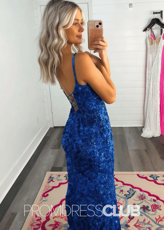 Tiffany |Prom Dresses Royal Blue Mermaid Long With Sweetheart Sequins Slit - Price #price_variant_lowest# - Royal Blue - PromDressClub