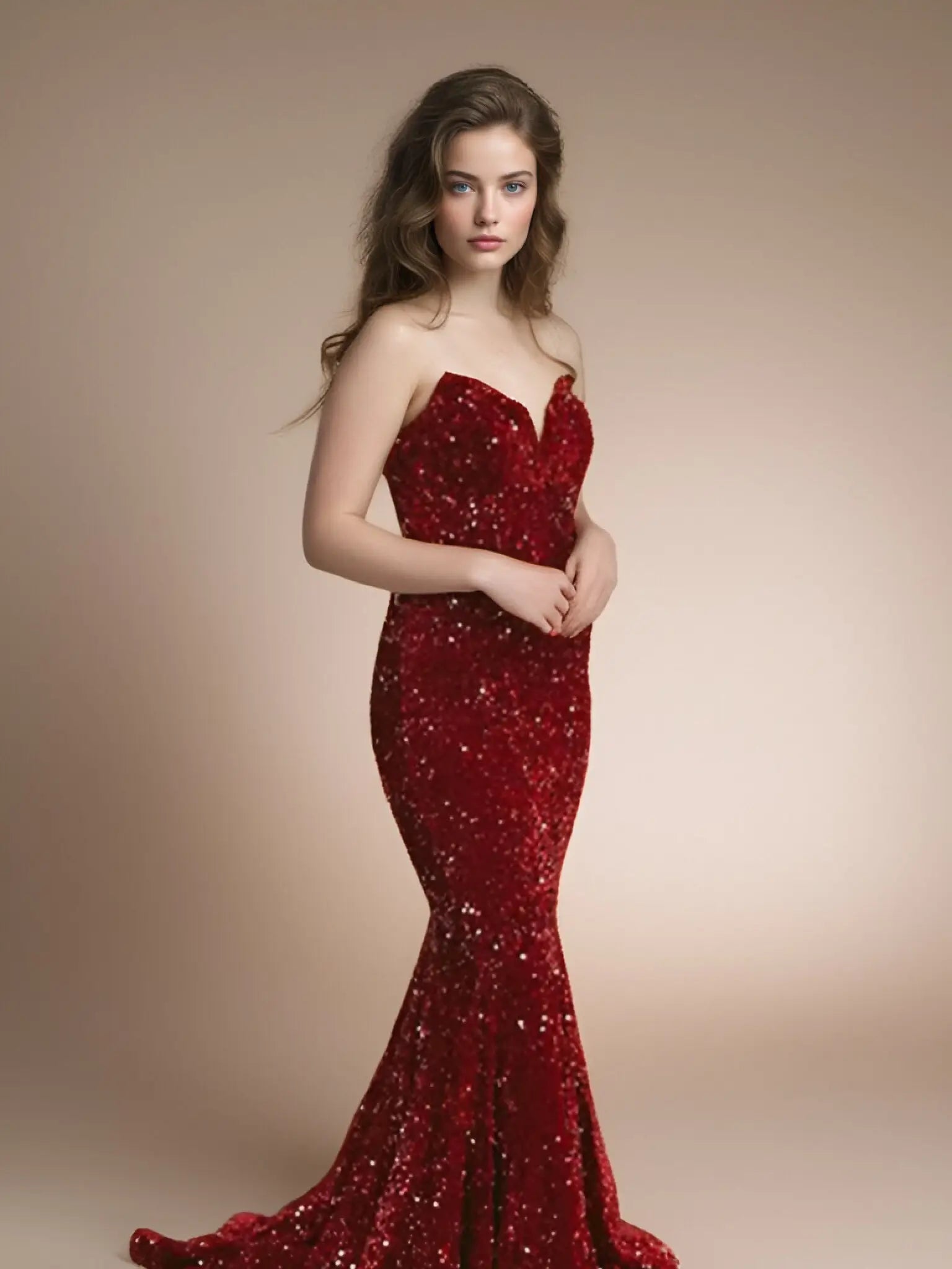 Frances |Trumpet/Mermaid Sweetheart Fuchsia Open Back Long Prom Dress with Sequins - Red - US0 - PromDressClub