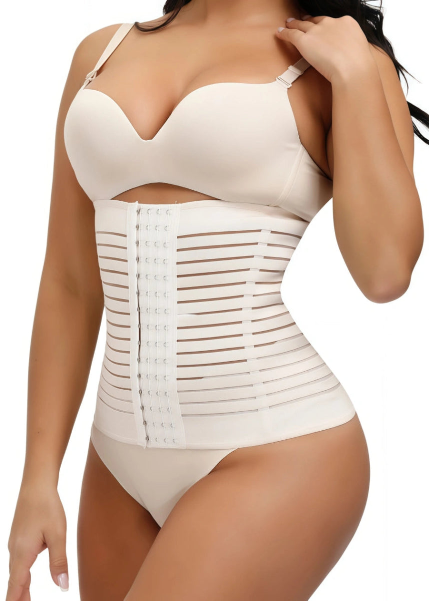 Ultimate Waist Cinching Shapewear Comfortable Tummy Control Corsets for Every Body - Apricot - PromDressClub