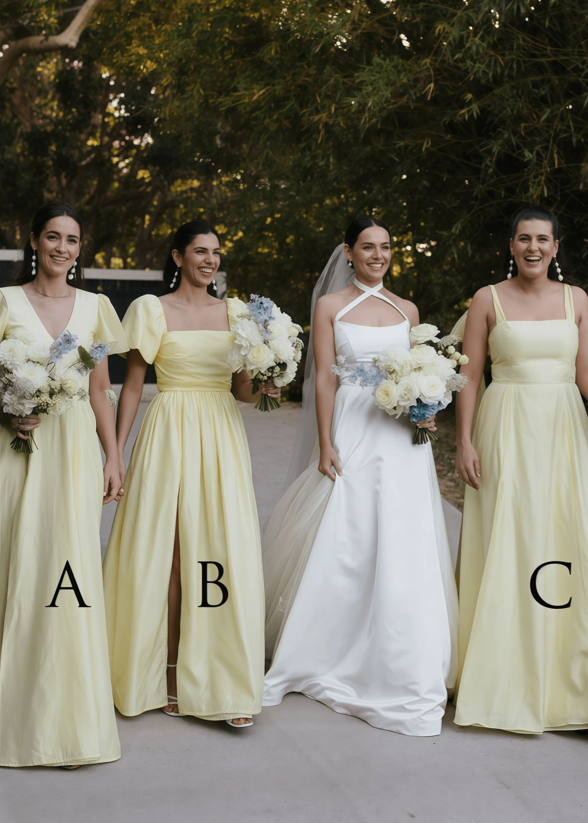 Veromca | Exquisite A Line Yellow Satin Maxi Bridesmaid Dress with Slit - Yellow - PROMDRESS Club