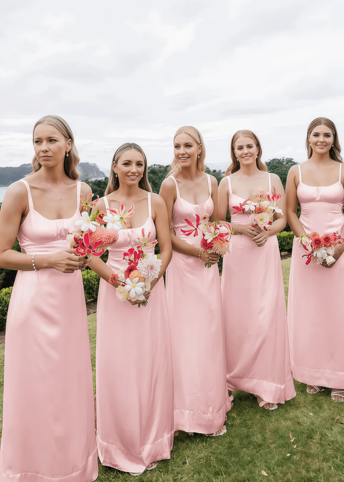 Violet | Simple Sheath Cutout Yellow Satin Maxi Bridesmaid Dress with Spaghetti Straps and Cowl Neck - Light Pink - PROMDRESS Club