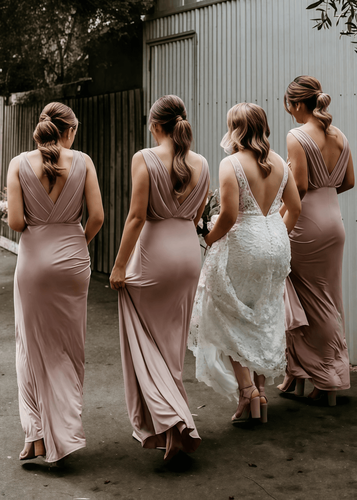Yvonne | Amazing Pleated Pink Chiffon Maxi Bridesmaid Dress with V - Neck and Sleeveless - Price #price_variant_lowest# - Pink - PromDressClub